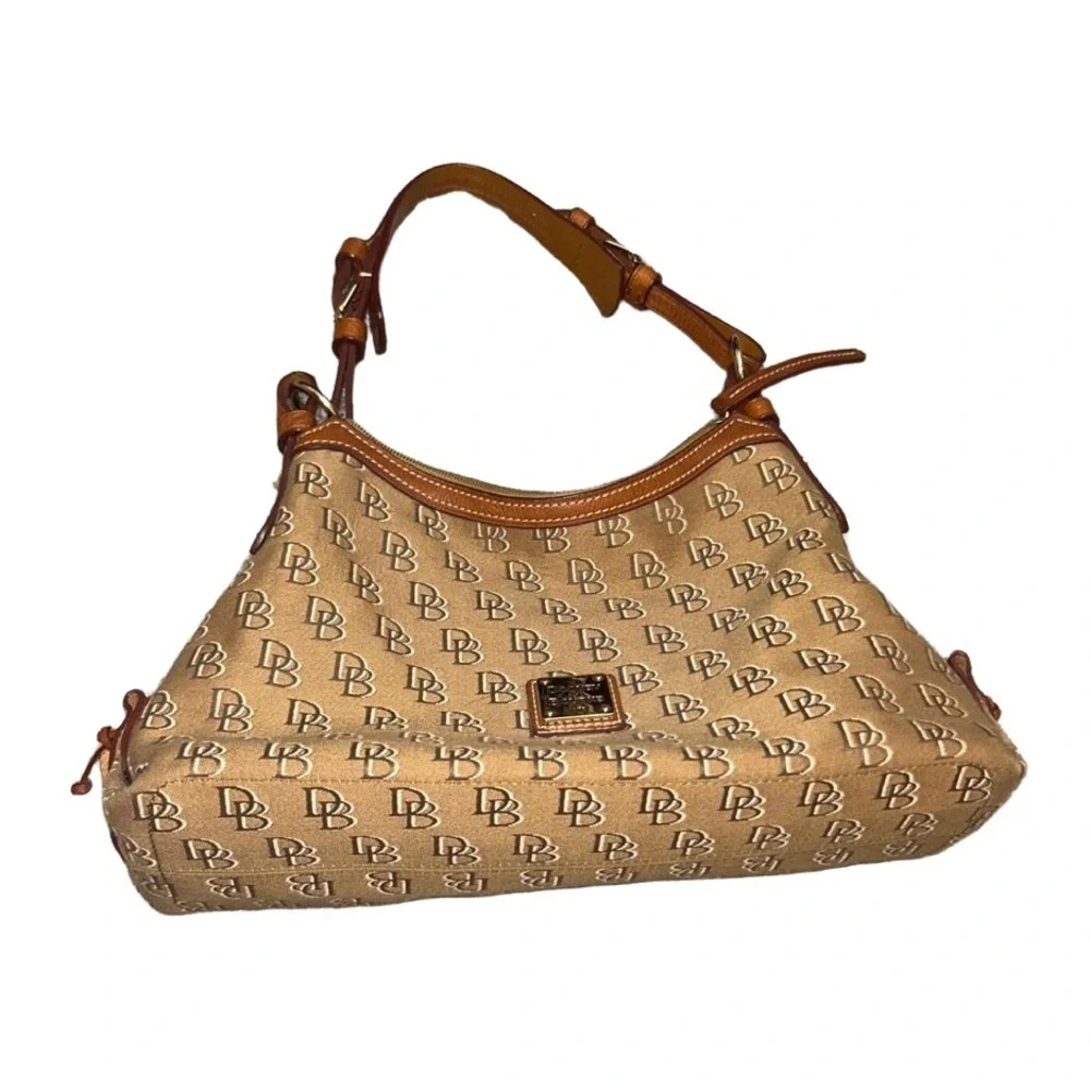 Dooney & Bourke Vintage Hobo Leather Canvas Signature Anniversary Shoulder Bag